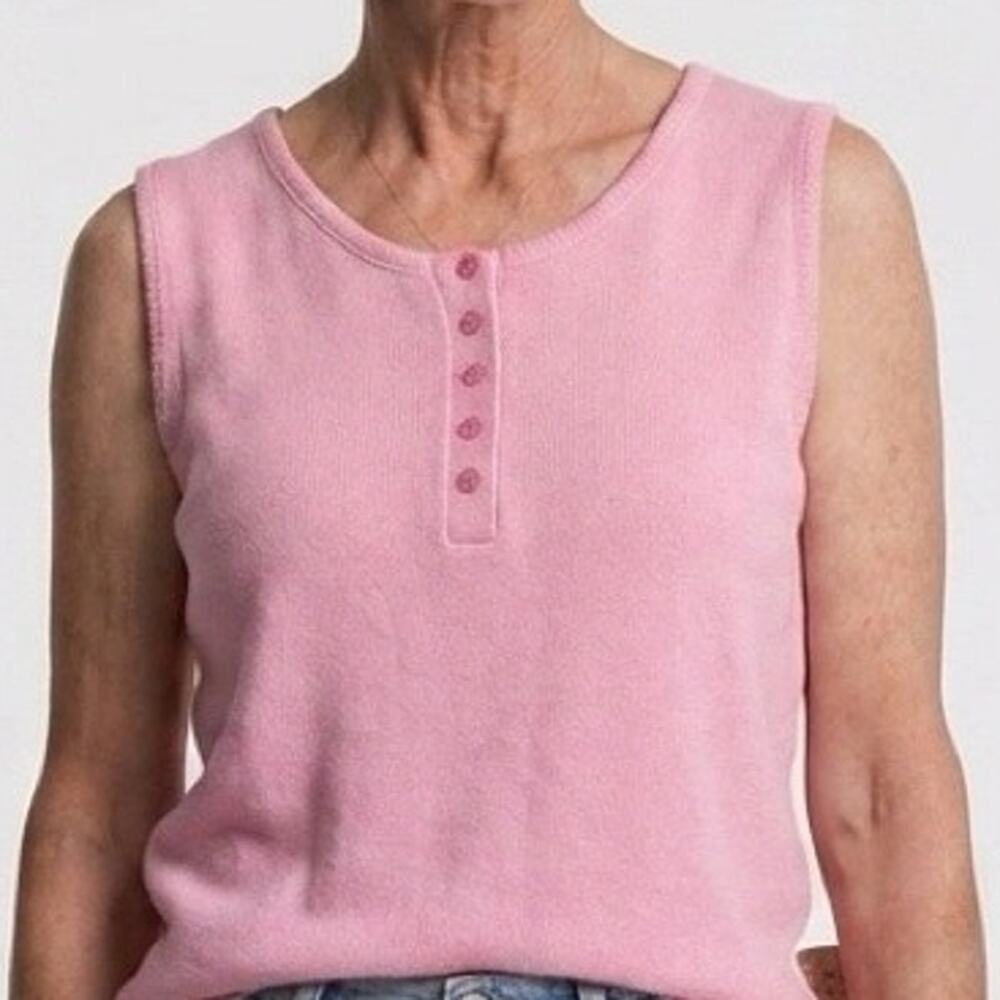 Island of Cotton Size L Womens Pink Tank Knit Top